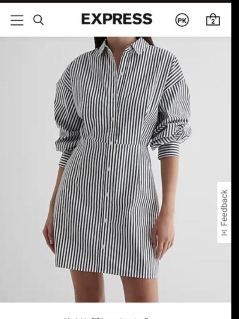 Express- Striped Fitted Poplin Mini Shirt Dress